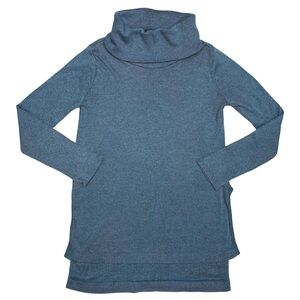 Plume and Thread Cowl Neck High Low Ribbed Knit Tunic Transitional Lagenlook